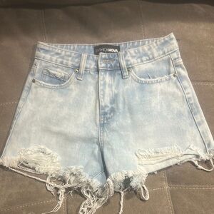 Fashion Nova Blue Distressed Jean Shorts High-Waisted